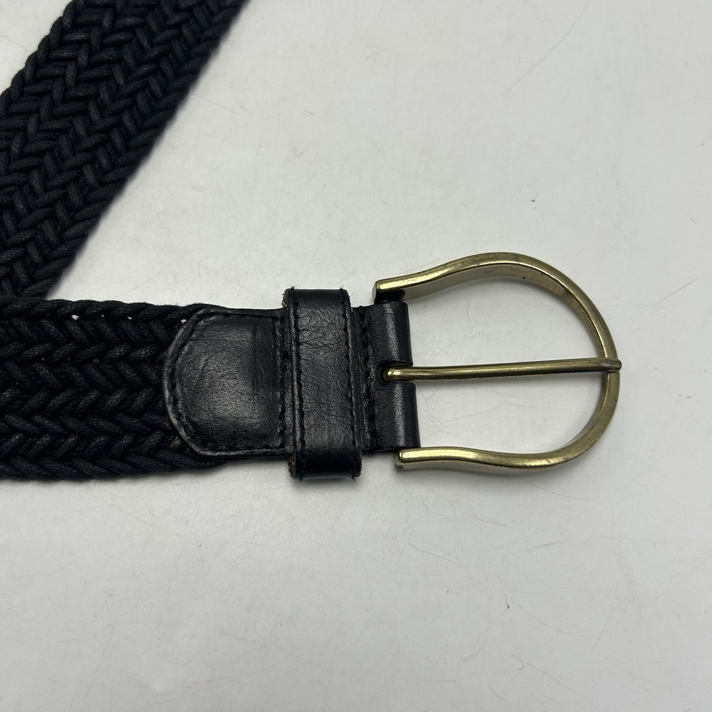 Coldwater Creek Statement Belt Womens S M Braided Black Cotton Leather Trim - Picture 5 of 9